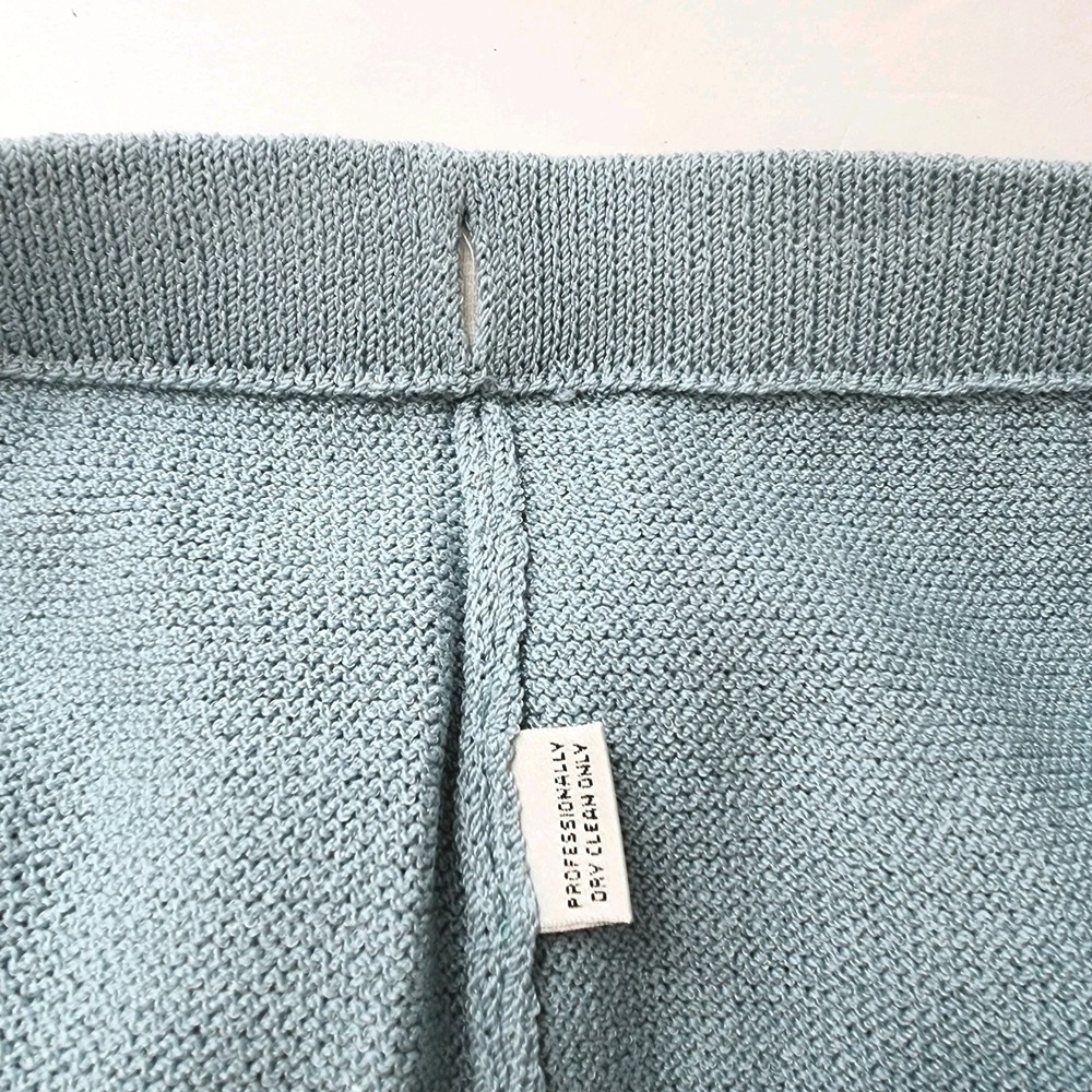 VTG ST. JOHN Marie Gray Size 6 Light Blue Santana Knit SS Jacket & Pencil Skirt - Picture 4 of 11